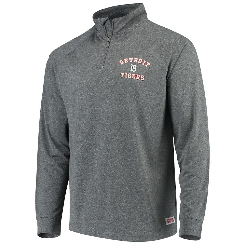 Detroit Tigers Stitches Team Raglan Quarter-Zip Pullover Jacket Heathered Charcoal