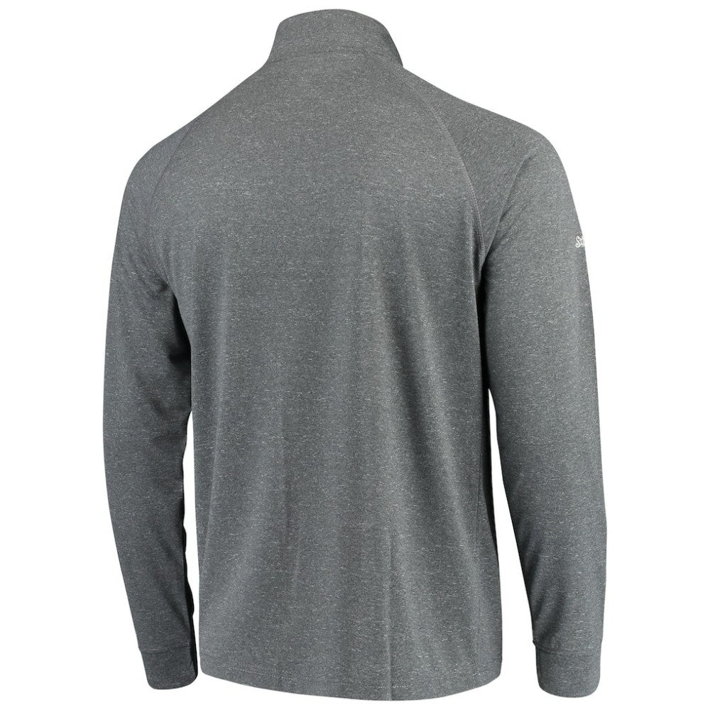Detroit Tigers Stitches Team Raglan Quarter-Zip Pullover Jacket Heathered Charcoal