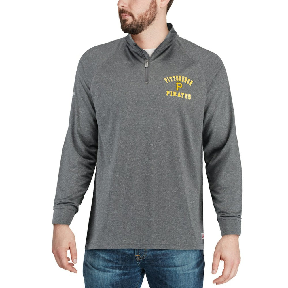 Pittsburgh Pirates Stitches Team Raglan Quarter-Zip Pullover Jacket Heathered Charcoal