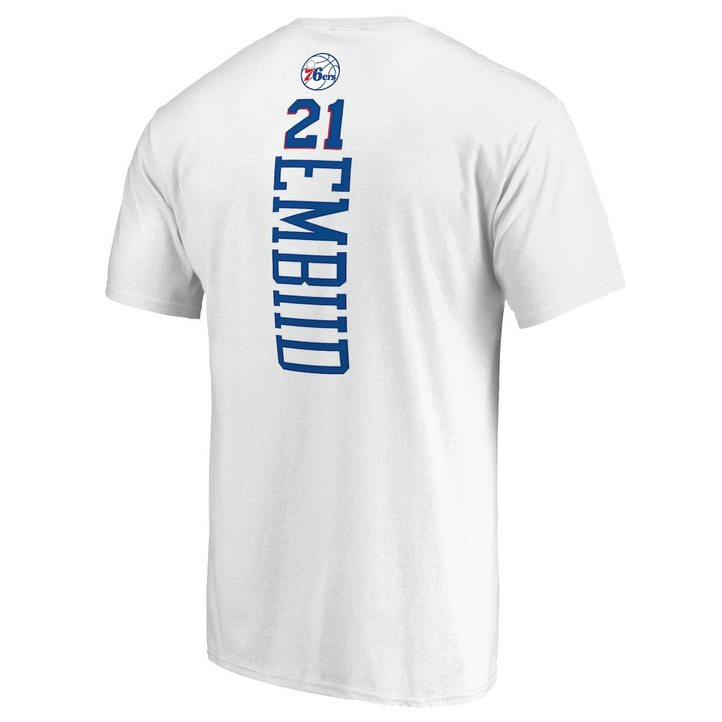 Joel Embiid Philadelphia 76ers Backer Name & Number T-Shirt - White online