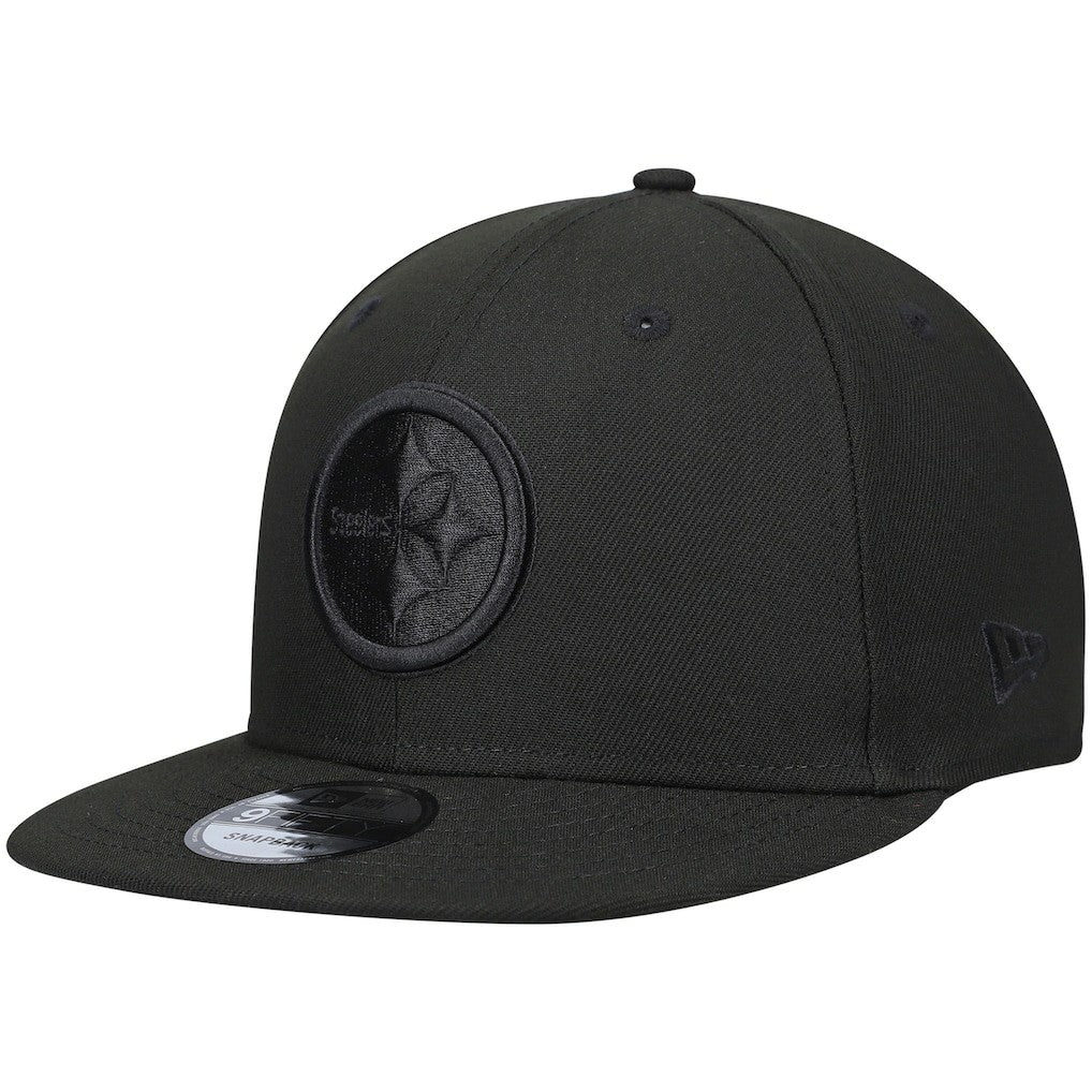 Pittsburgh Steelers New Era Black On Black 9FIFTY Adjustable Hat - Black cheap