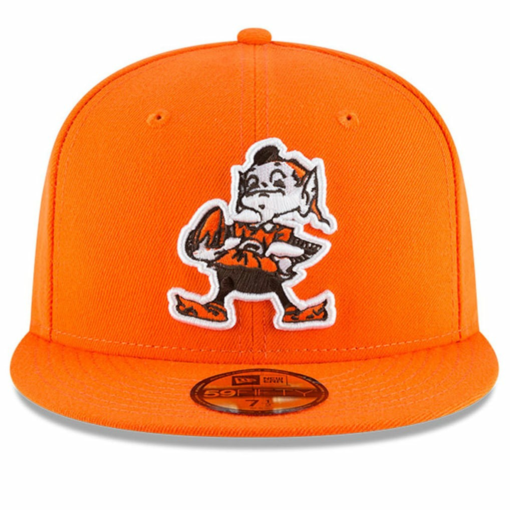 Cleveland Browns New Era Omaha Brownie The Elf Throwback 59FIFTY Fitted Hat - Orange discount