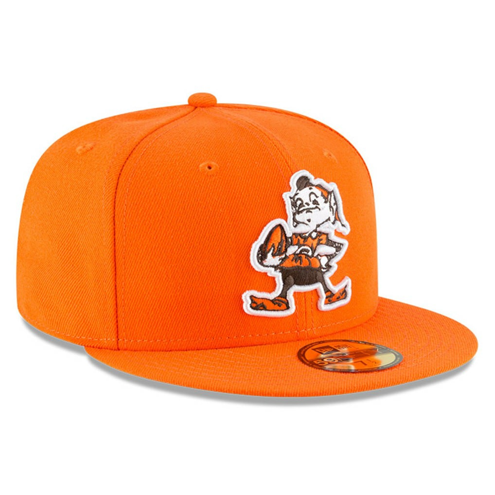 Cleveland Browns New Era Omaha Brownie The Elf Throwback 59FIFTY Fitted Hat - Orange discount