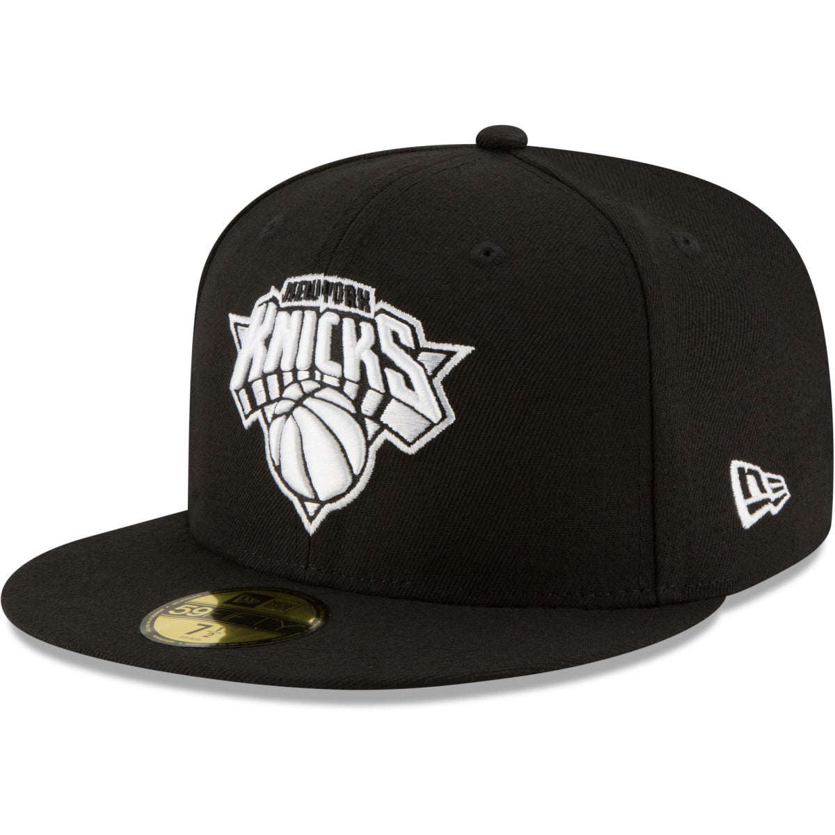 New York Knicks Black & White Logo 59FIFTY Fitted Hat - Black sale