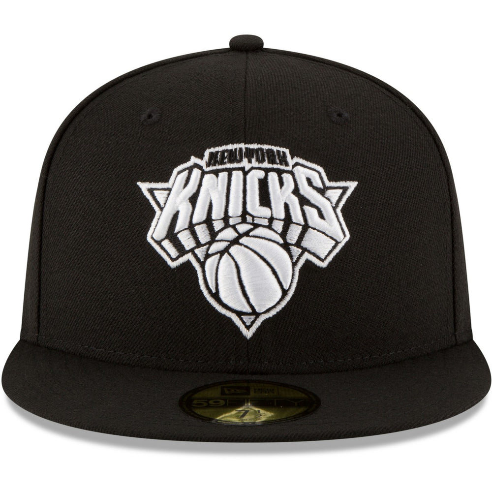 New York Knicks Black & White Logo 59FIFTY Fitted Hat - Black sale