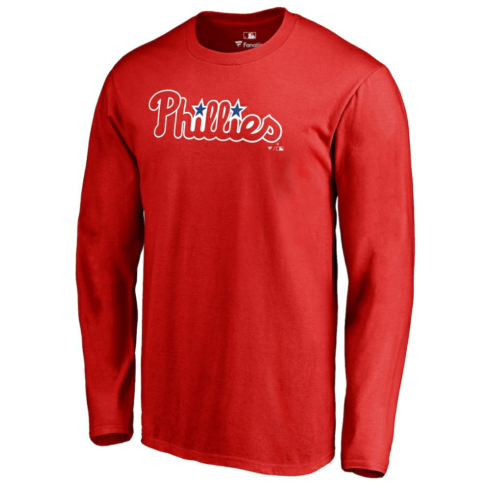 Philadelphia Phillies Team Wordmark Long Sleeve T-Shirt Red