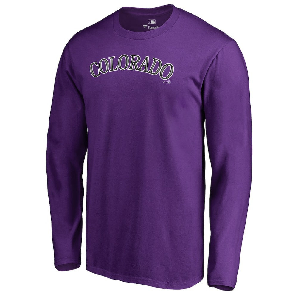 Colorado Rockies Team Wordmark Long Sleeve T-Shirt Purple