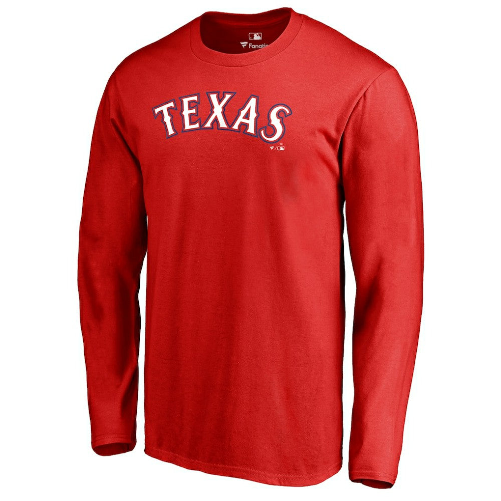 Texas Rangers Team Wordmark Long Sleeve T-Shirt Red