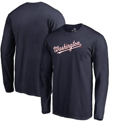 Washington Nationals Team Wordmark Long Sleeve T-Shirt Navy