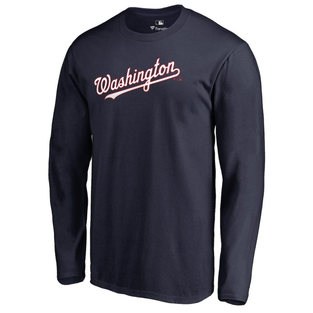 Washington Nationals Team Wordmark Long Sleeve T-Shirt Navy