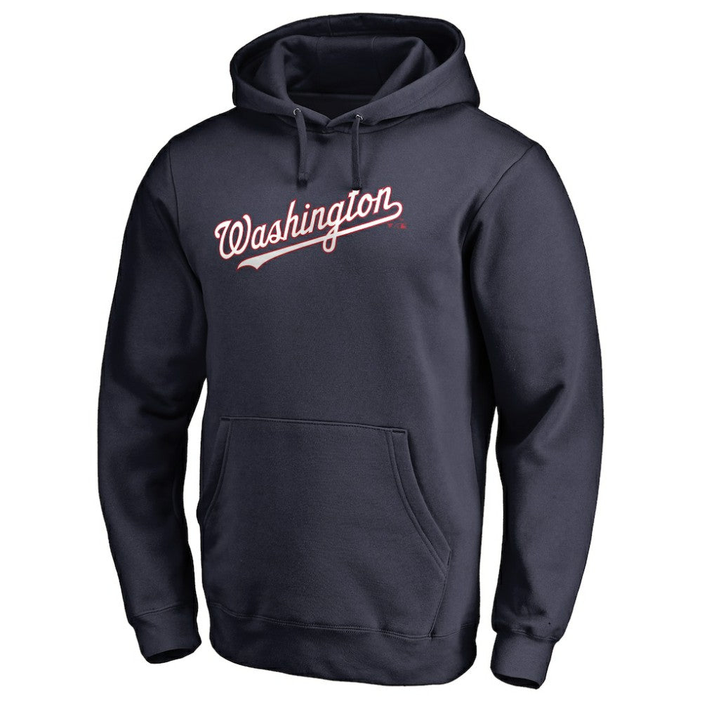 Washington Nationals Official Wordmark Fitted Pullover Hoodie Navy