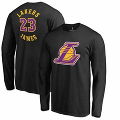 LeBron James Los Angeles Lakers Round About Name & Number Long Sleeve T-Shirt - Black shop