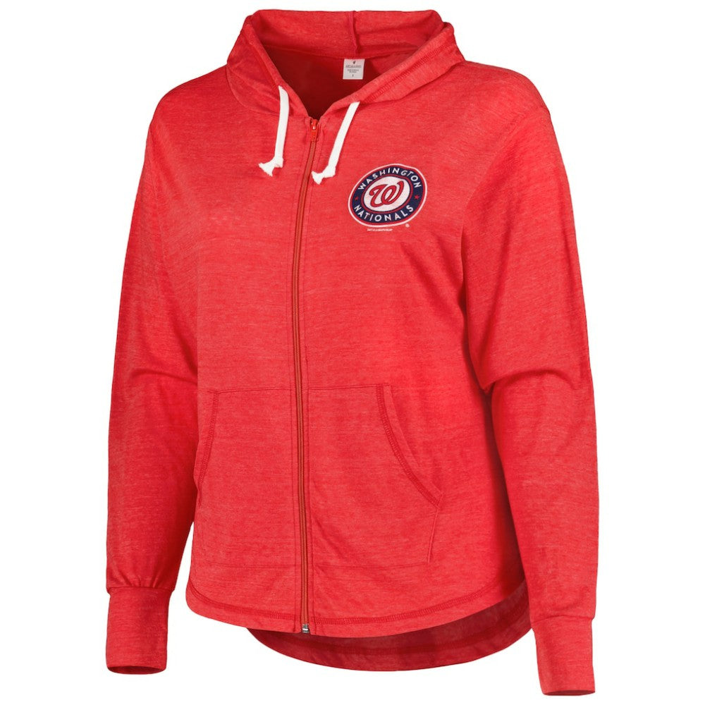 Washington Nationals Soft as a Grape Women's Plus Size Full-Zip Lightweight Hoodie Top Red
