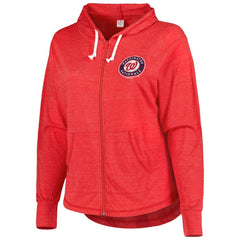 Washington Nationals Soft as a Grape Women's Plus Size Full-Zip Lightweight Hoodie Top Red