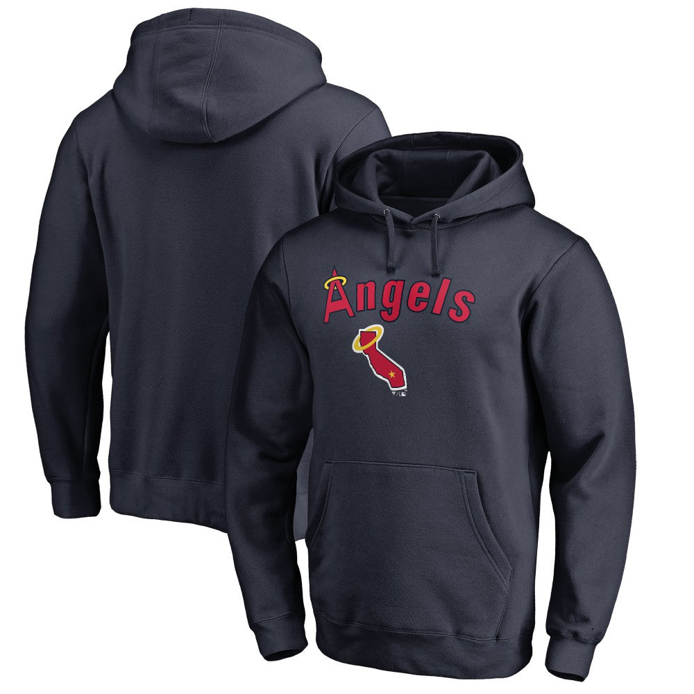 Los Angeles Angels Vintage Cooperstown Collection Wahconah Fitted Pullover Hoodie Navy