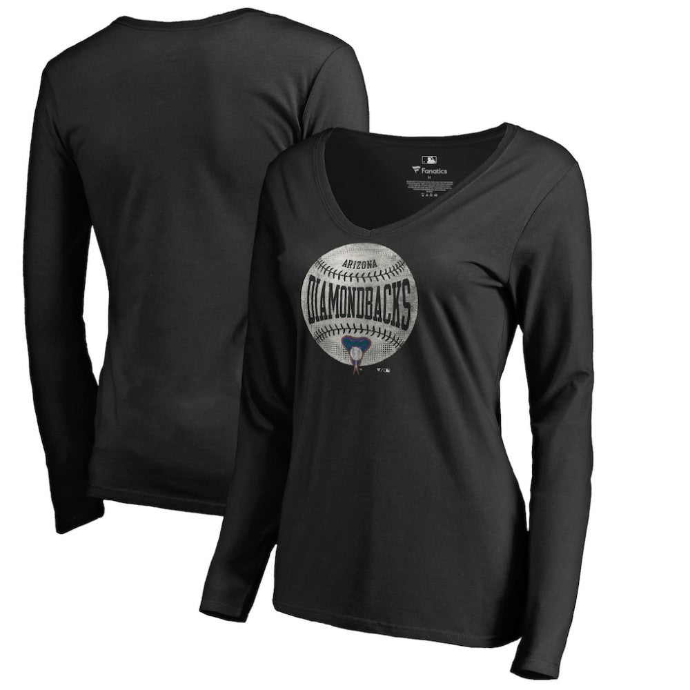 Arizona Diamondbacks Women's Cooperstown Collection Slider Long Sleeve V-Neck T-Shirt Black
