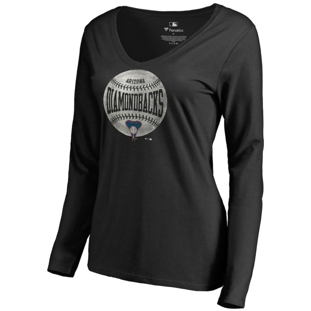 Arizona Diamondbacks Women's Cooperstown Collection Slider Long Sleeve V-Neck T-Shirt Black