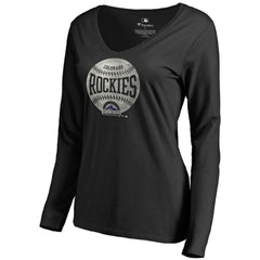 Colorado Rockies Women's Cooperstown Collection Slider Long Sleeve V-Neck T-Shirt Black