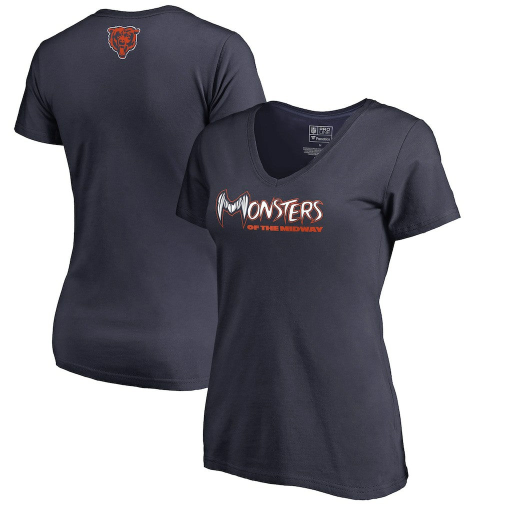 Chicago Bears Women's Monsters V-Neck T-Shirt - Navy discount