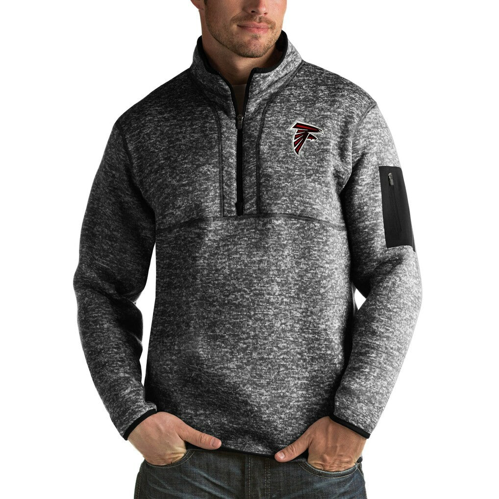 Atlanta Falcons Antigua Fortune Big & Tall Quarter-Zip Pullover Jacket - Heather Black sale