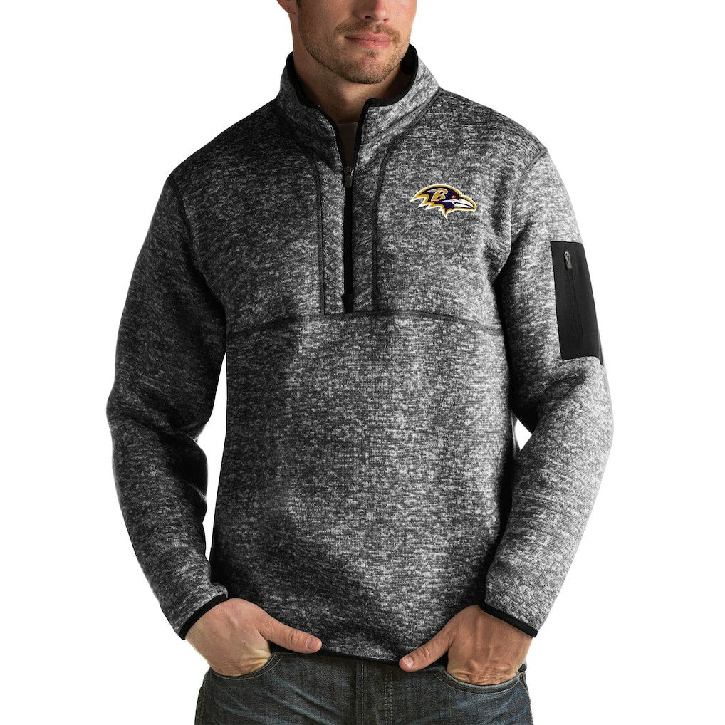 Baltimore Ravens Antigua Fortune Big & Tall Quarter-Zip Pullover Jacket - Heather Black discount