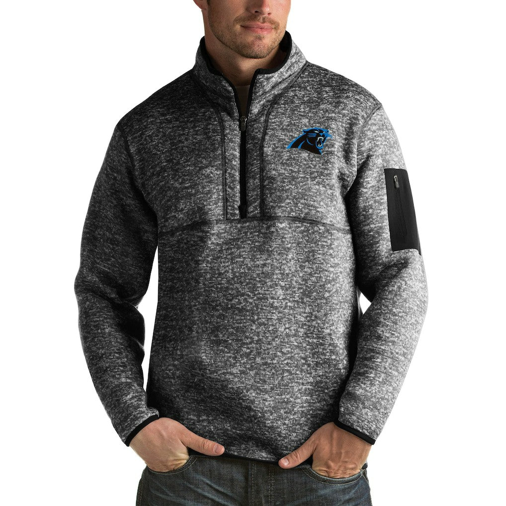 Carolina Panthers Antigua Fortune Big & Tall Quarter-Zip Pullover Jacket - Heather Black sale