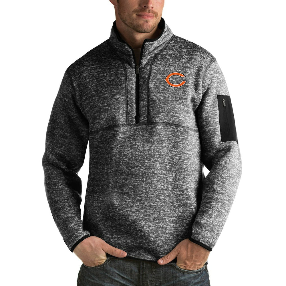 Chicago Bears Antigua Fortune Big & Tall Quarter-Zip Pullover Jacket - Heather Black on sale