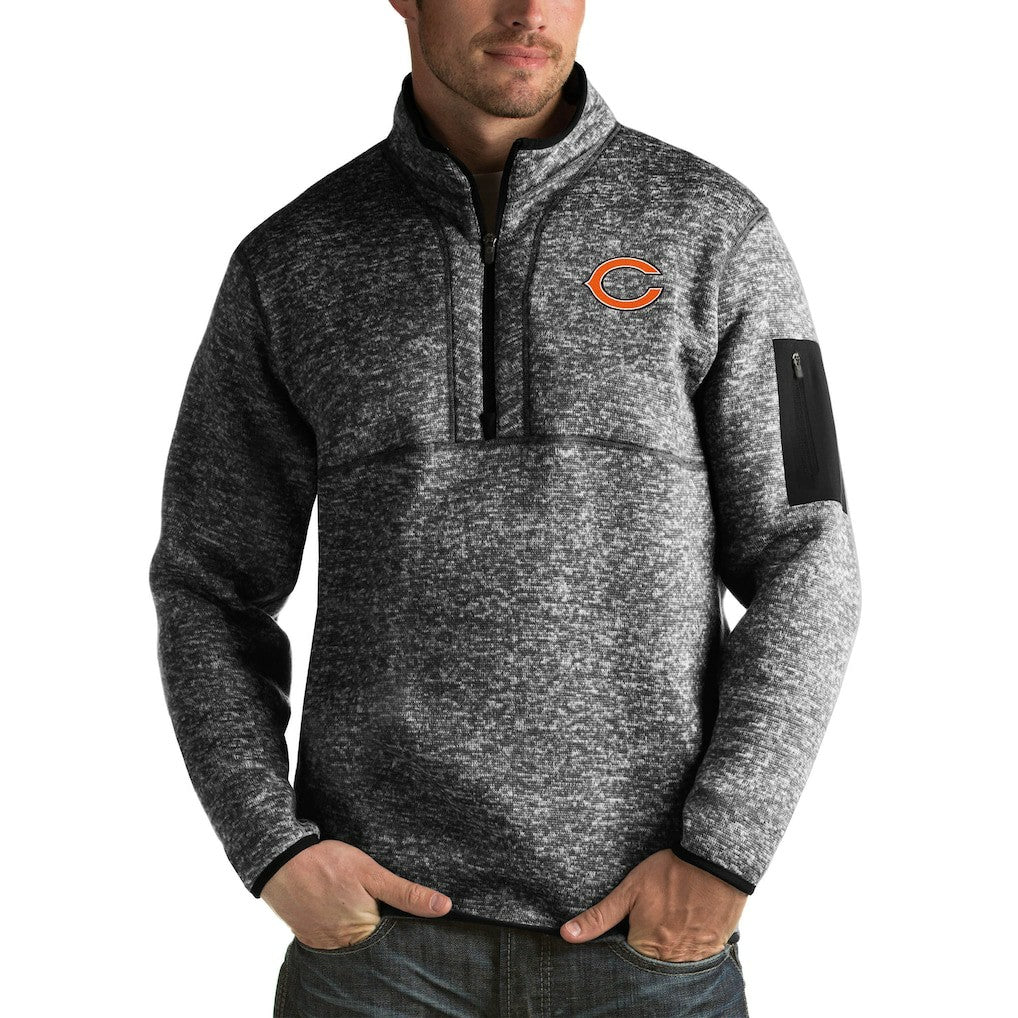 Chicago Bears Antigua Fortune Big & Tall Quarter-Zip Pullover Jacket - Heather Black on sale