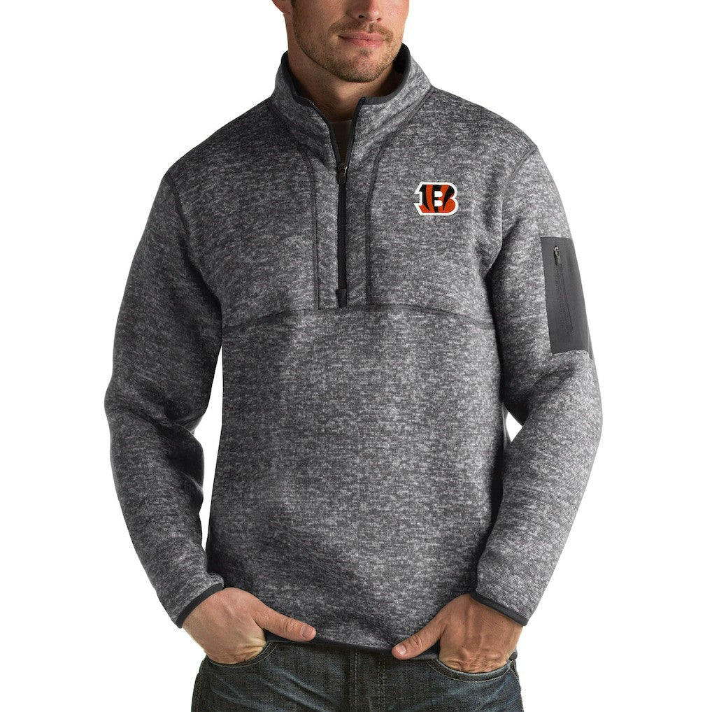 Cincinnati Bengals Antigua Fortune Big & Tall Quarter-Zip Pullover Jacket - Charcoal for sale