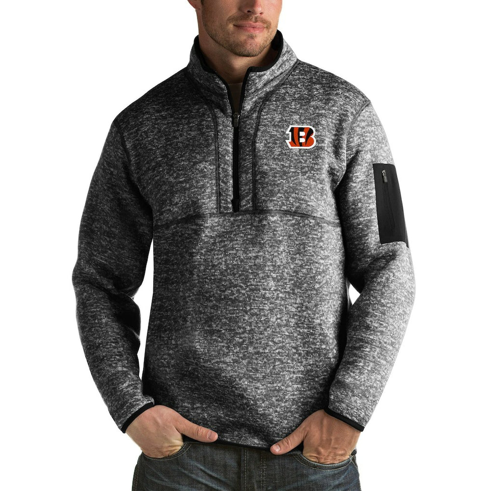 Cincinnati Bengals Antigua Fortune Big & Tall Quarter-Zip Pullover Jacket - Heather Black online