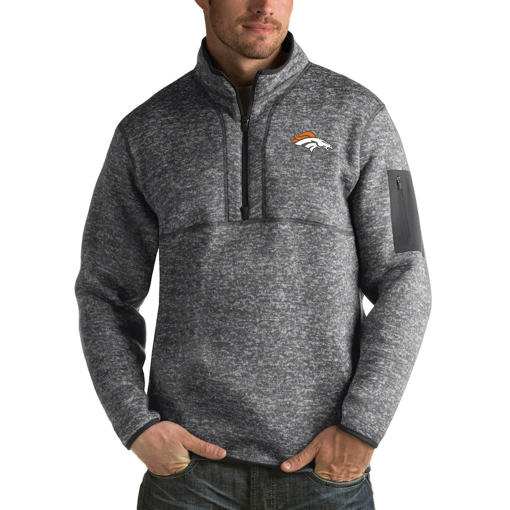 Denver Broncos Antigua Fortune Big & Tall Quarter-Zip Pullover Jacket - Charcoal discount