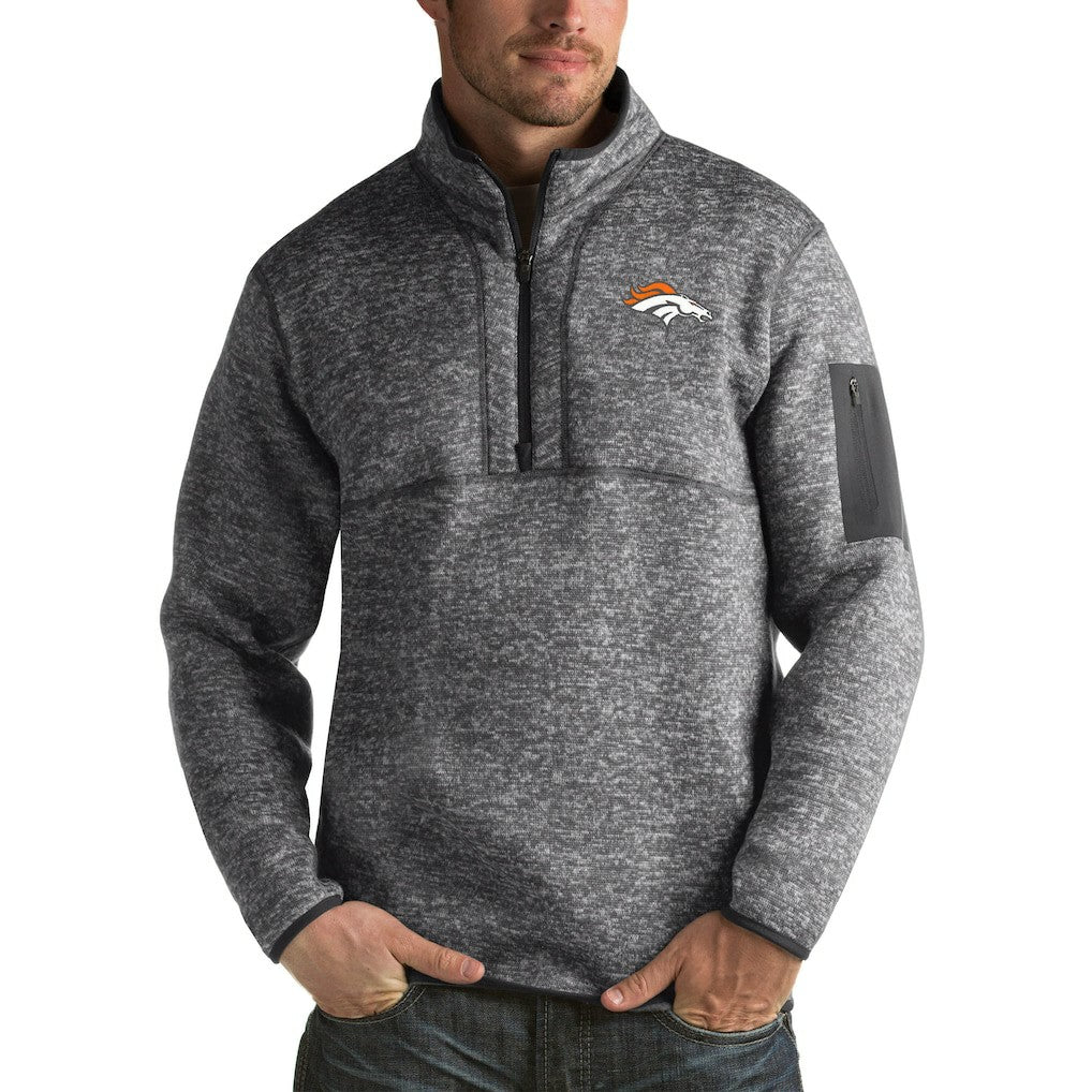 Denver Broncos Antigua Fortune Big & Tall Quarter-Zip Pullover Jacket - Charcoal discount
