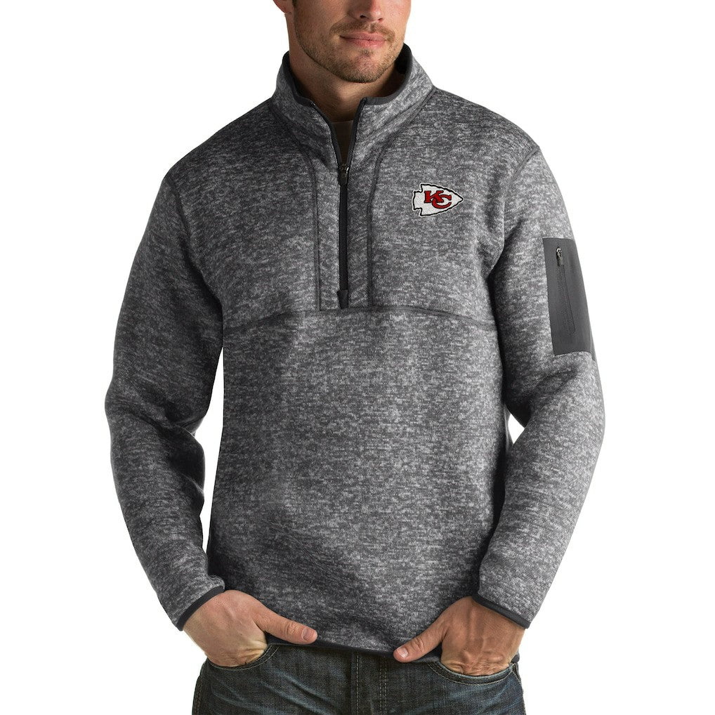 Kansas City Chiefs Antigua Fortune Big & Tall Quarter-Zip Pullover Jacket - Charcoal discount