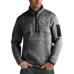 Kansas City Chiefs Antigua Fortune Big & Tall Quarter-Zip Pullover Jacket - Heather Black discount