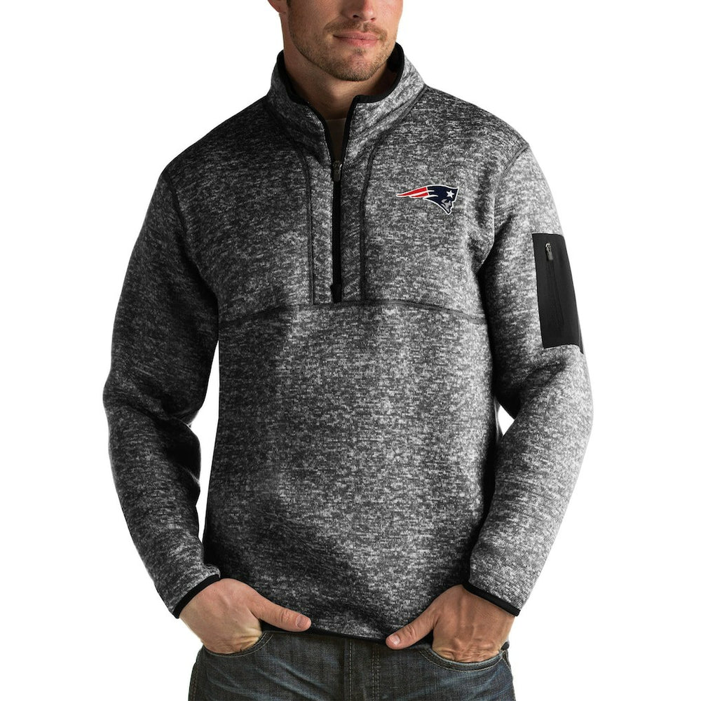 New England Patriots Antigua Fortune Big & Tall Quarter-Zip Pullover Jacket - Heather Black online