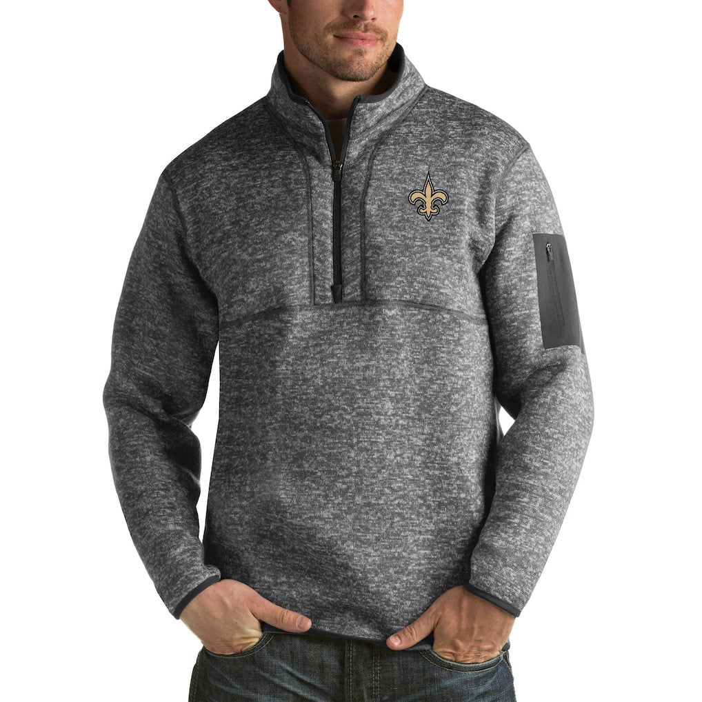 New Orleans Saints Antigua Fortune Big & Tall Quarter-Zip Pullover Jacket - Charcoal online