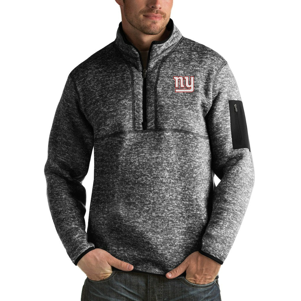New York Giants Antigua Fortune Big & Tall Quarter-Zip Pullover Jacket - Heather Black on sale