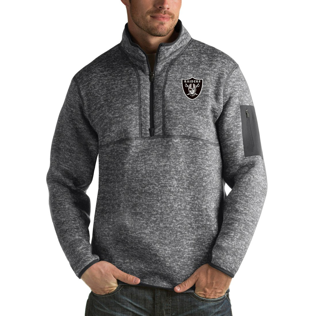 Las Vegas Raiders Antigua Fortune Big & Tall Quarter-Zip Pullover Jacket - Charcoal online