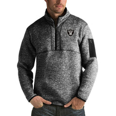 Las Vegas Raiders Antigua Fortune Big & Tall Quarter-Zip Pullover Jacket - Heather Black discount