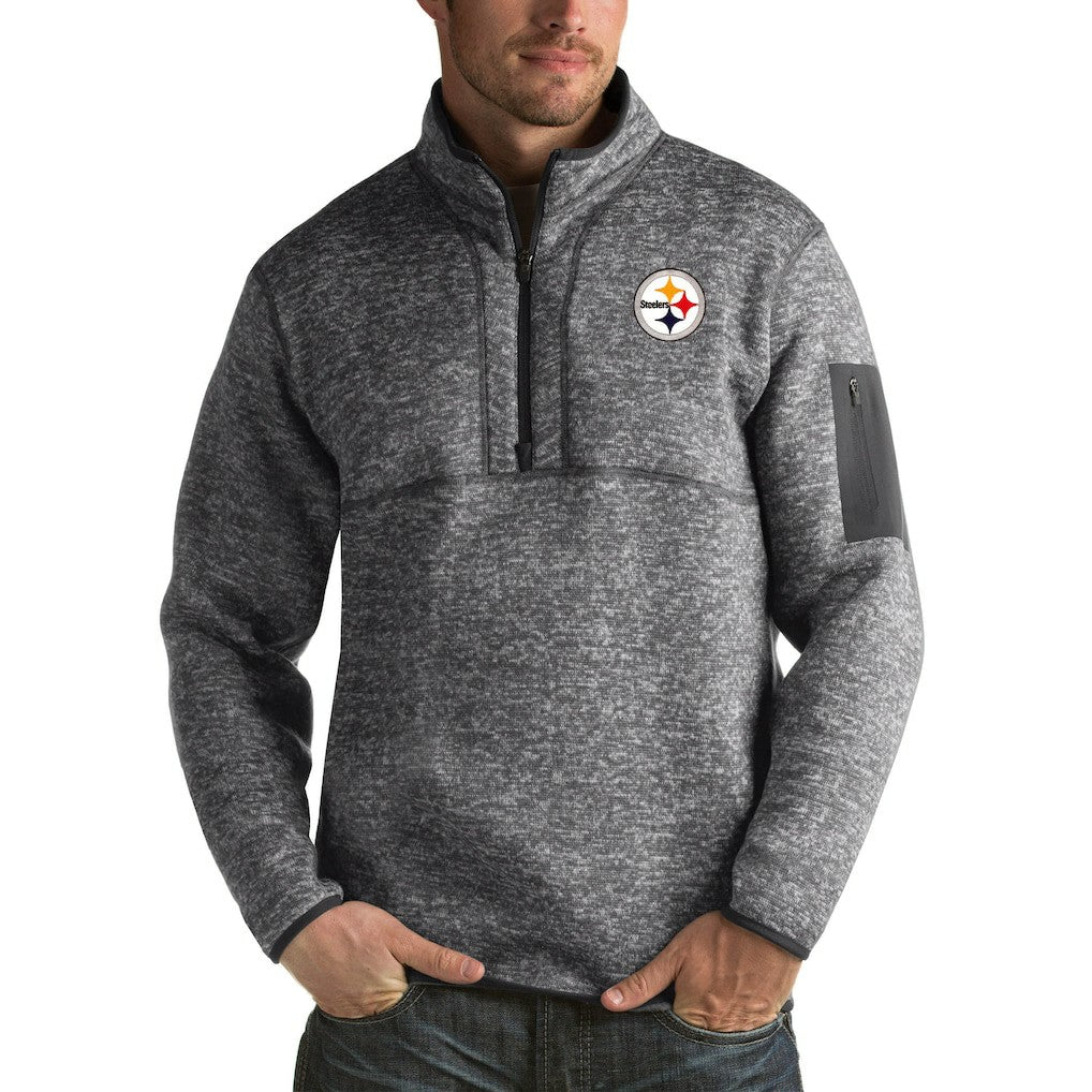 Pittsburgh Steelers Antigua Fortune Big & Tall Quarter-Zip Pullover Jacket - Heather Black sale