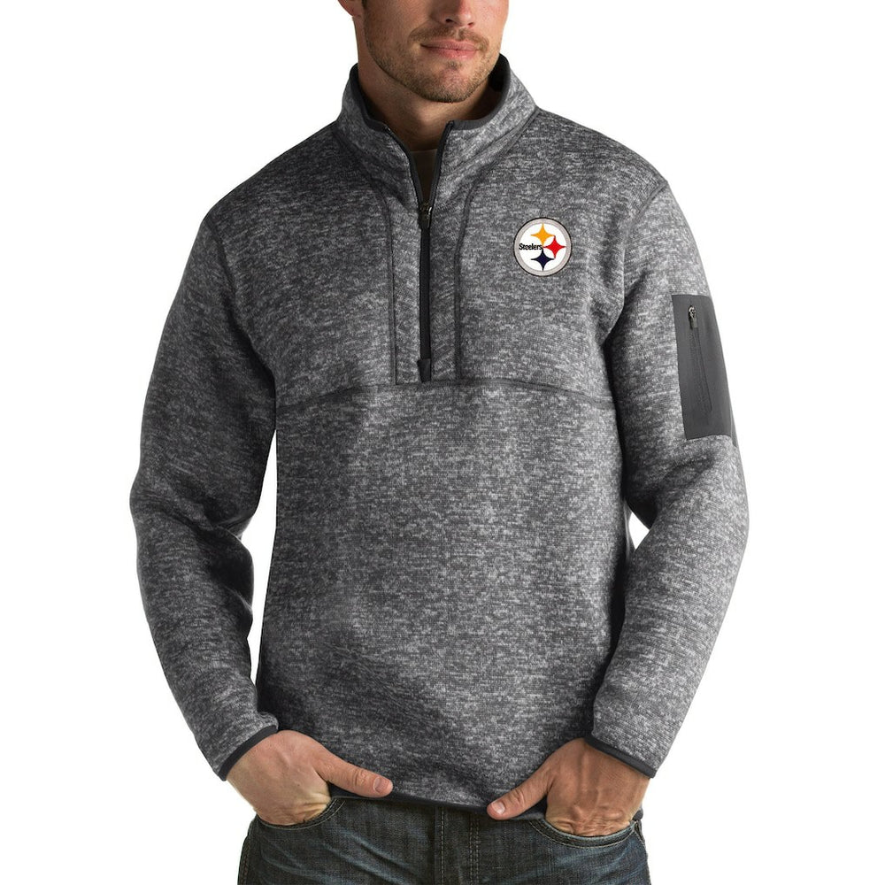 Pittsburgh Steelers Antigua Fortune Big & Tall Quarter-Zip Pullover Jacket - Heather Black sale