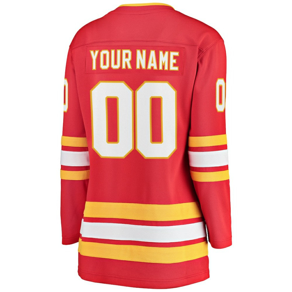 Calgary Flames Fanatics Women's Home Breakaway Custom Jersey - Red Jerseys