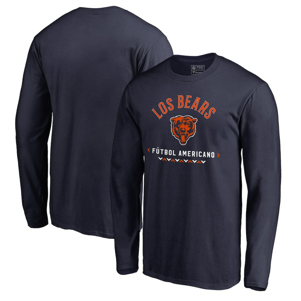 Chicago Bears Futbol Americano Long Sleeve T-Shirt - Navy discount