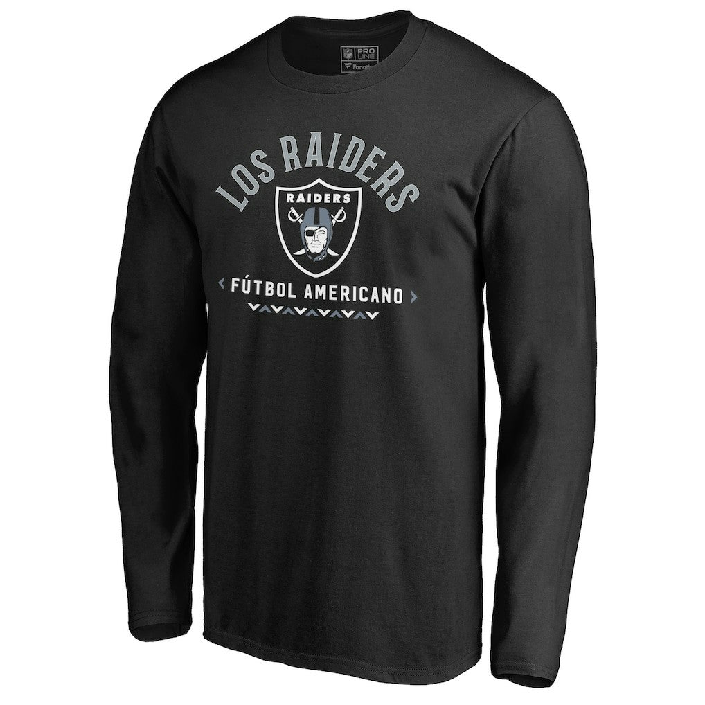 Las Vegas Raiders Futbol Americano Long Sleeve T-Shirt - Black cheap