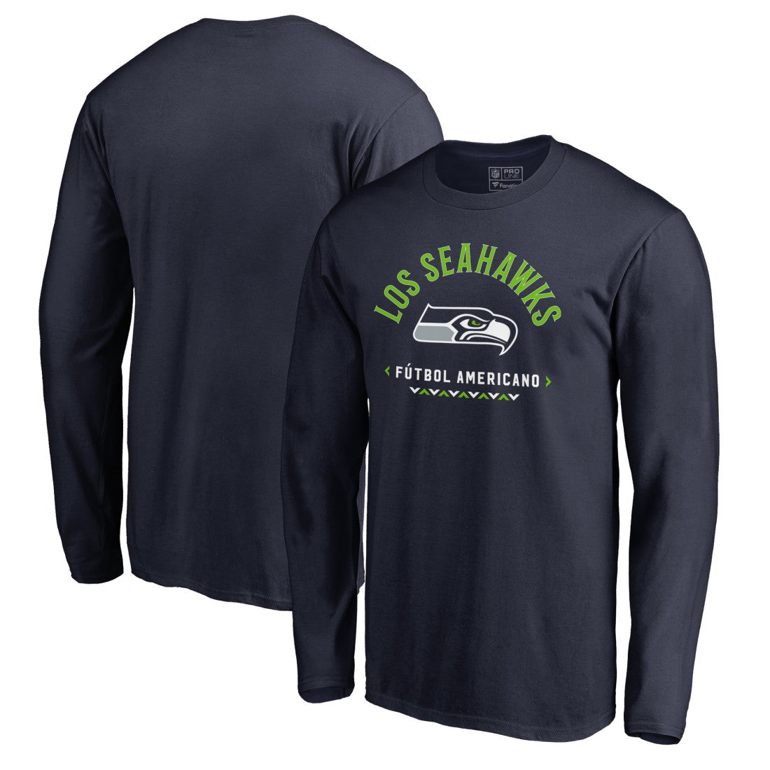 Seattle Seahawks Futbol Americano Long Sleeve T-Shirt - College Navy outlet