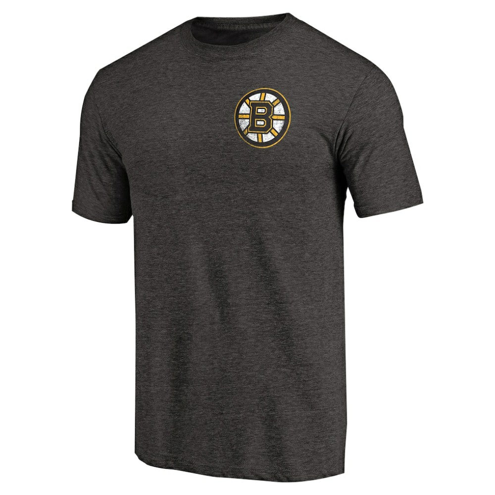 Boston Bruins Primary Logo Left Chest Distressed Tri-Blend T-Shirt - Black T-shirts