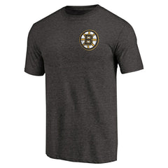 Boston Bruins Primary Logo Left Chest Distressed Tri-Blend T-Shirt - Black T-shirts