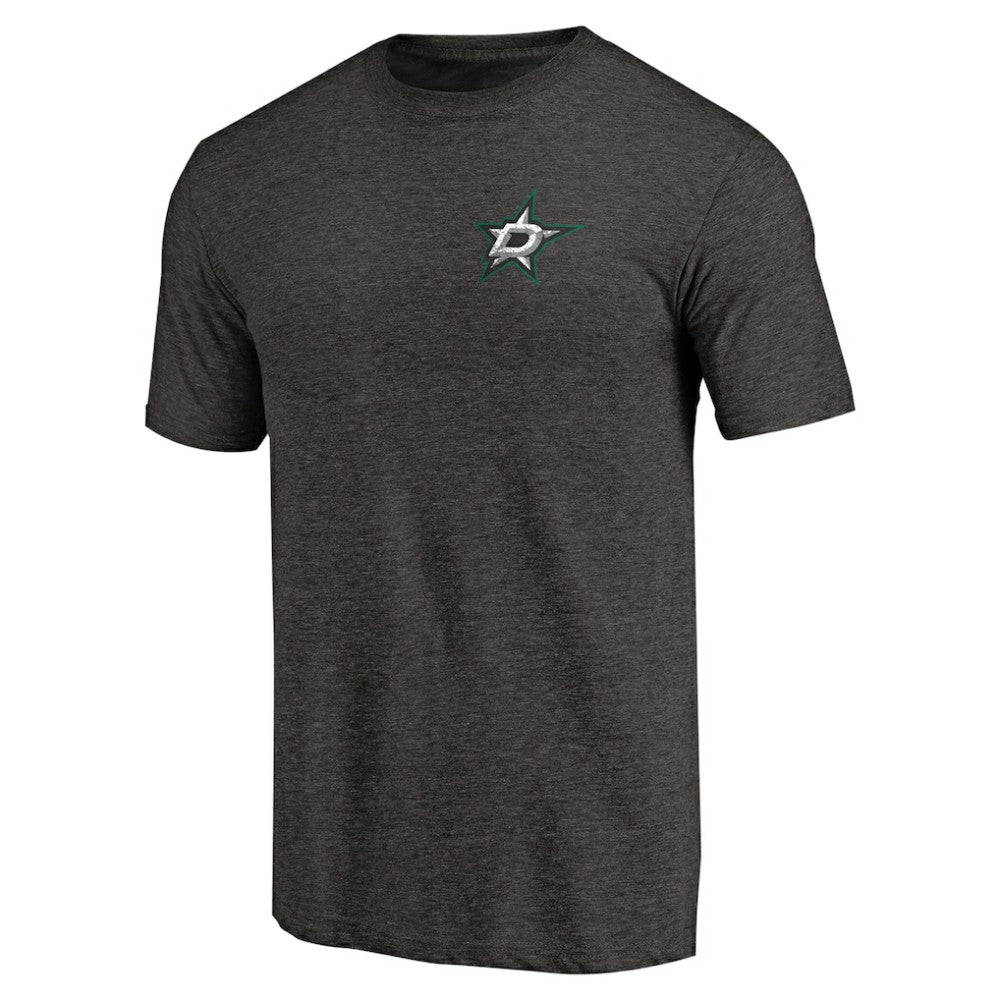 Dallas Stars Primary Logo Left Chest Distressed Tri-Blend T-Shirt - Black T-shirts