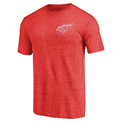 Detroit Red Wings Primary Logo Left Chest Distressed Tri-Blend T-Shirt - Red T-shirts