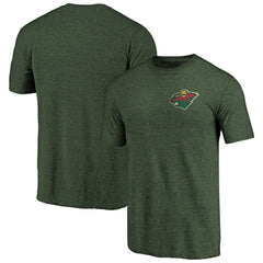 Minnesota Wild Primary Logo Left Chest Distressed Tri-Blend T-Shirt - Green T-shirts